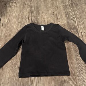 Ribbed, Fitted Black Long Sleeve Women's Top